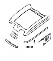 E16191 BONDING STRIP-UPPER FENDER-PRESS MOLDED-GRAY-LEFT HAND-63-66