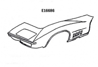 E16686 FRONT END-HALF-DOOR TO CENTER OF HOOD-HAND LAYUP-NO BARS-LEFT HAND-68-69