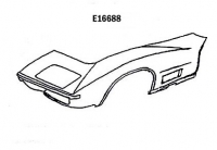 E16688 FRONT END-HALF-DOOR TO CENTER OF HOOD-HAND LAYUP-NO BARS-LEFT HAND-70-72