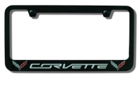 E17095 FRAME-LICENSE PLATE-DOUBLE C7 FLAG-BLACK