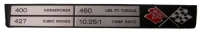 E1779 PLATE-ENGINE DATA-CONSOLE-L-68 427-400-69