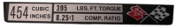 E1793 PLATE-ENGINE DATA-CONSOLE-LS-4 454-73-74