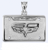 E19385 JEWELRY-LICENSE PLATE-.925 STERLING SILVER-CORVETTE 60TH ANNIVERSARY