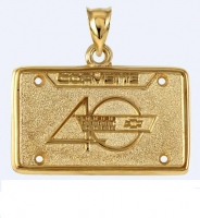 E19404 JEWELRY-LICENSE PLATE-14K GOLD PLATE OVER .925 STERLING SILVER-CORVETTE 40TH ANNIVERSARY