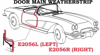 E2056L WEATHERSTRIP-DOOR MAIN-USA-LEFT-56-58