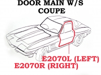 E2070L WEATHERSTRIP-DOOR MAIN-COUPE-USA-LEFT-63-67