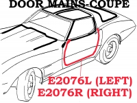 E2076R WEATHERSTRIP-DOOR MAIN-COUPE-USA-RIGHT-78-82