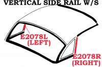 E2078R WEATHERSTRIP-HARDTOP-SIDE RAIL VERTICAL-USA-RIGHT-56-62