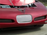 E21463 GRILLE-FRONT TAG PLATE-PERFORATED-POLISHED-STAINLESS STEEL-97-04
