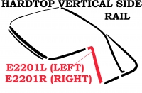 E2201L WEATHERSTRIP-HARDTOP-VERTICAL SIDE RAIL-USA-LEFT-63-67