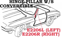 E2206L WEATHERSTRIP-HINGE PILLAR-CONVERTIBLE-USA-LEFT-63-67