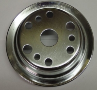 E22476 PULLEY-CRANKSHAFT-POWER STEERING ADD ON-SMALL BLOCK-REPRODUCTION-CHROME-IMPORT-63-74