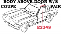 E2248 WEATHERSTRIP SET-BODY ABOVE DOOR-COUPE-USA-PAIR-63-67