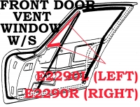 E2290R WEATHERSTRIP-FRONT DOOR VENT WINDOW-COUPE-USA-RIGHT-63-67