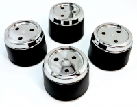 E3054 CAP SET-ALUMINUM WHEEL-REPLACEMENT-PLASTIC-CHROME AND BLACK-4 PIECES-73-79