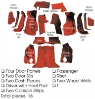E599478 CARPET SET-REAR-COUPE-CUT PILE-MASS BACK-RUBY RED-93