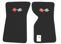 EC976LF MAT SET-FLOOR-CUT PILE-WITH EMBROIDERED CROSS FLAGS LOGO-COLORS-PAIR-70-72