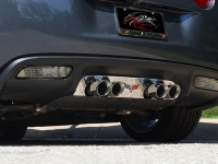 E21637 Panel-Exhaust-Stock Exhaust-Polished-With C6 Crossed Flags Emblem-Stainless Steel-05-13