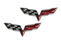 E21648 DISCONTINUED Emblem-C6 Crossed Flags-Raised Vinyl-Pair-05-13