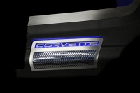 E21710 Side Inserts-Engine Shroud-Perforated-Stainless Steel-W/ Blue LED-ZR1-Pair-09-13