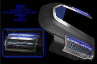 E21710 Side Inserts-Engine Shroud-Perforated-Stainless Steel-W/ Blue LED-ZR1-Pair-09-13