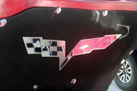 E21766 Badge-Hood Liner-Stainless Steel-C6 Crossed Flags-05-13