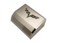 E21769 Cover-Fuse Box-Brushed/Polished-Stainless Steel-Carbon Fiber-Crossed Flags-05-13