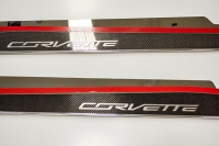 E21822 Side Skirts-Stainless Steel-W/ Carbon Fiber C7 Corvette Script-Pair-14-17