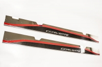 E21822 Side Skirts-Stainless Steel-W/ Carbon Fiber C7 Corvette Script-Pair-14-17