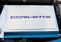 E21883 Cover-Fuse Box-Stainless Steel-Carbon Fiber-Corvette Script-7 Colors-14-17