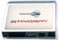 E21884 Cover-Fuse Box-Stainless Steel-Carbon Fiber-Stingray Script & Emblem-7 Colors-14-17