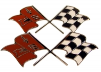 E3508 EMBLEM SET-FRONT SIDE FENDER-CROSS FLAG-USA-PAIR-58-60