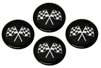 E3737 EMBLEM SET-WHEEL-CROSS FLAG-BLACK-1 3-4-SET OF 4