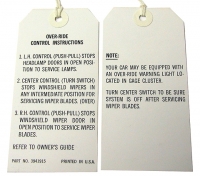 E8447 INSTRUCTION CARD-HEADLAMP OVER-RIDE CONTROL-W-S WIPERS AND W-S WIPER DOOR-68